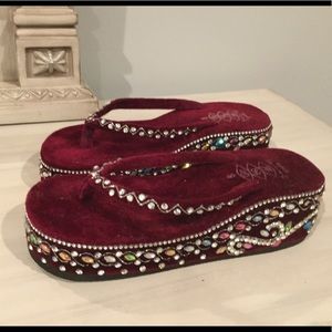 Velvet thong flip flop